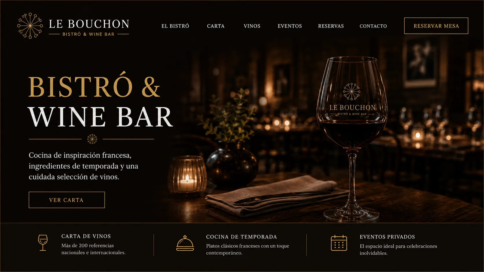 Le Bouchon — mockup digital desktop