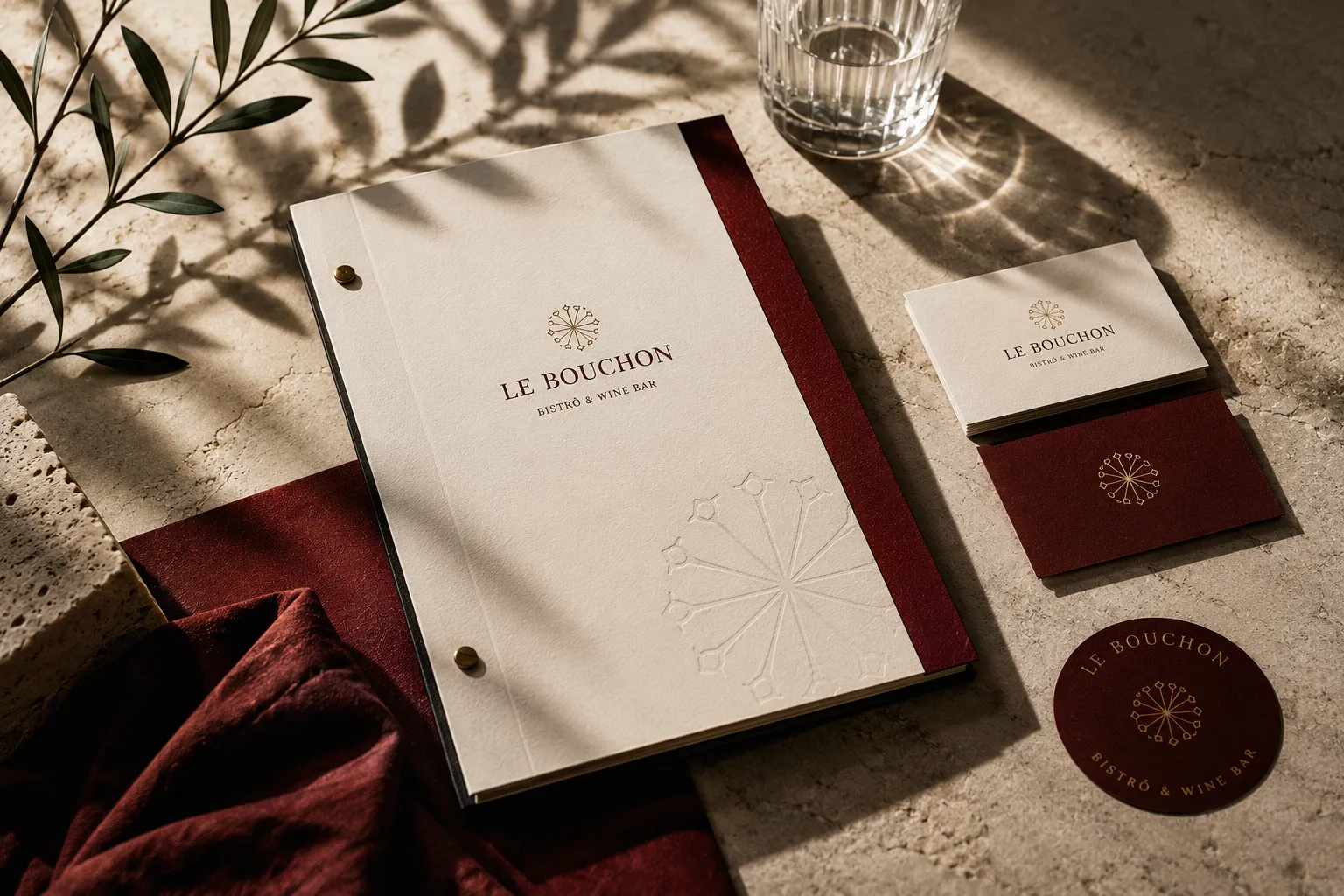 Le Bouchon — mockup principal de identidade visual