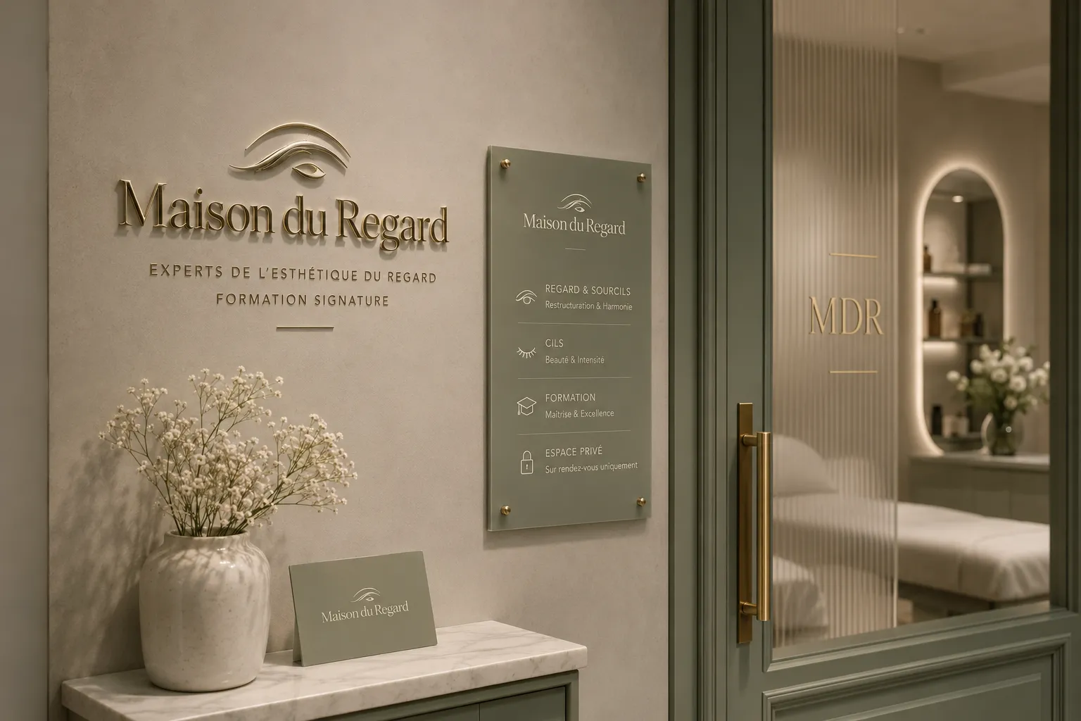 Maison du Regard — detalhe de aplicação visual