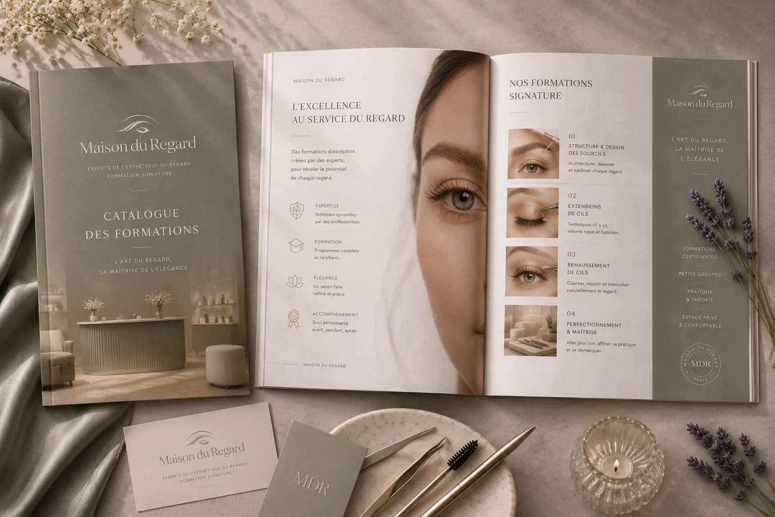 Maison du Regard — material de marca em contexto
