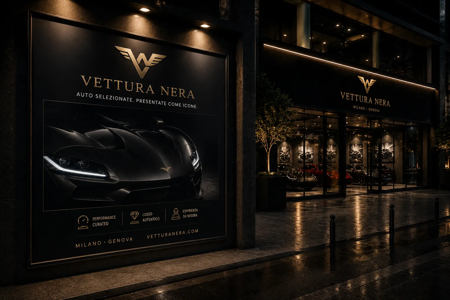 Vettura Nera — close-up de acabamento visual