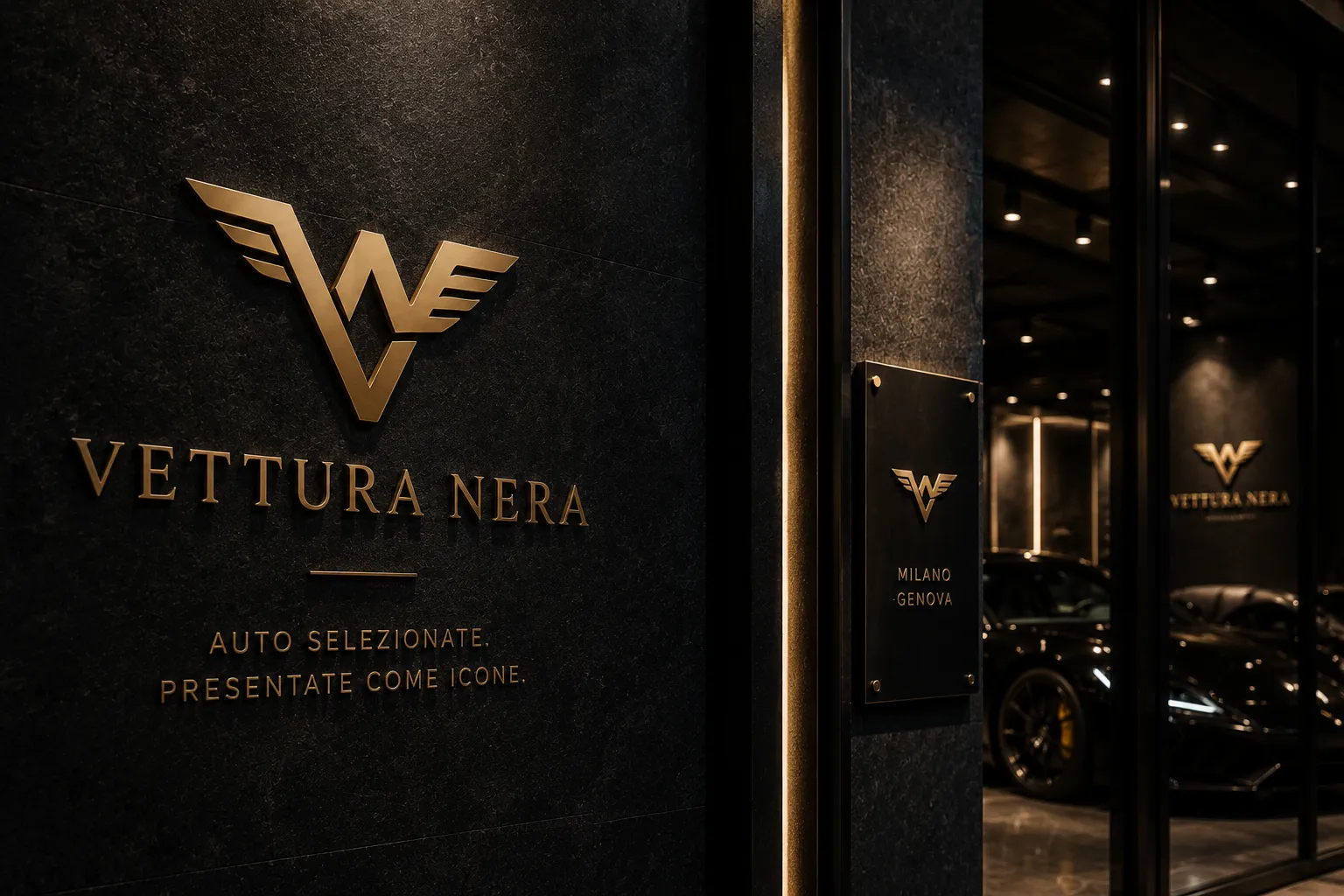 Vettura Nera — detalhe de aplicação visual