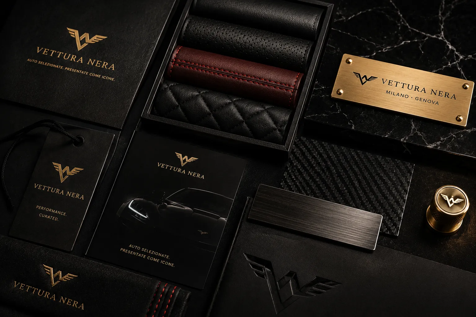 Vettura Nera — material de marca em contexto
