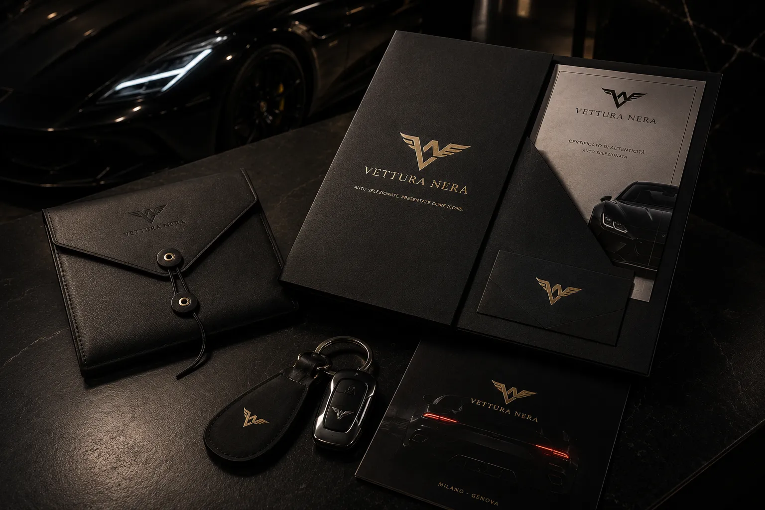 Vettura Nera — mockup secundário de aplicação gráfica 2