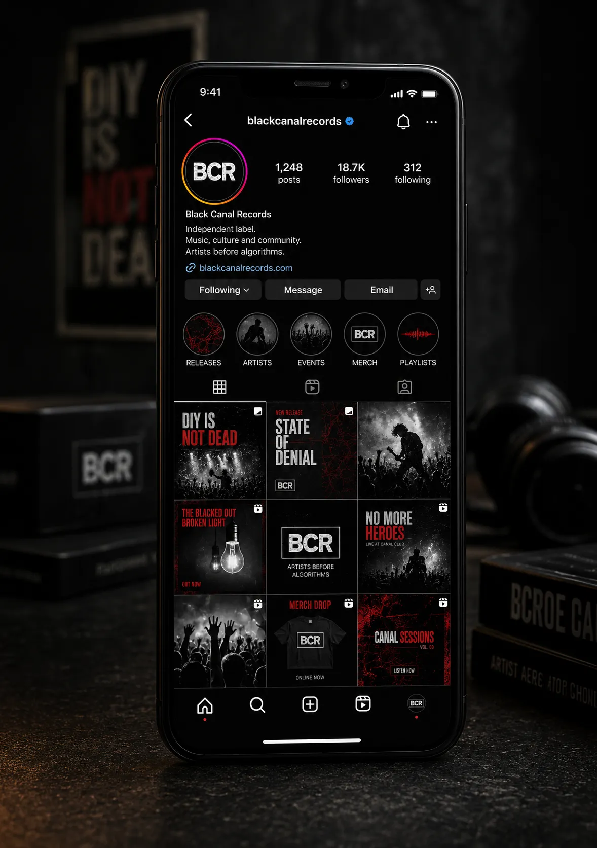 Black Canal Records — mobile digital mockup