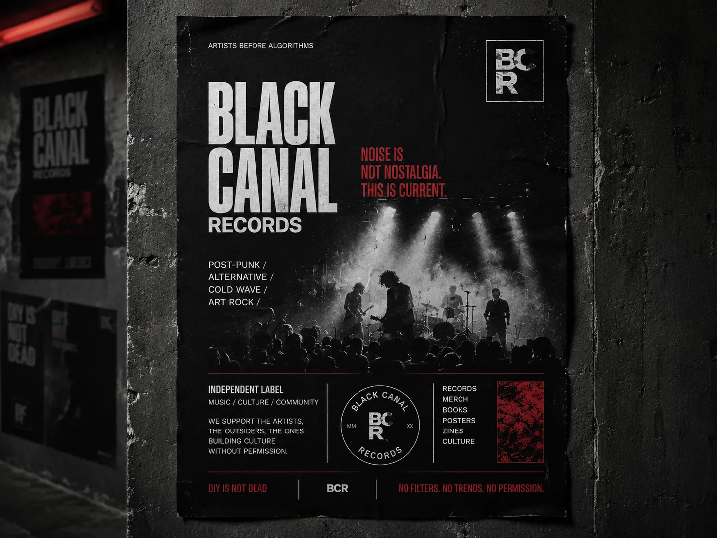 Black Canal Records — main visual identity mockup