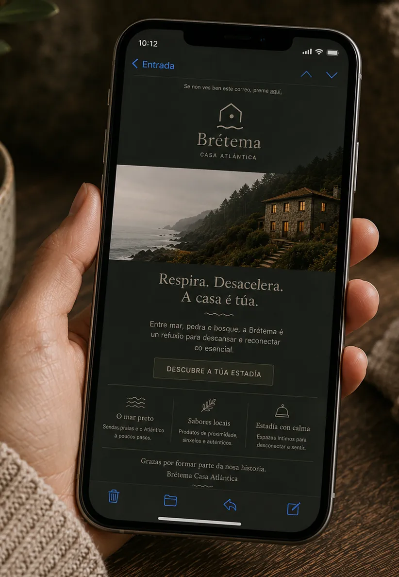 Brétema Casa Atlántica — mobile digital mockup